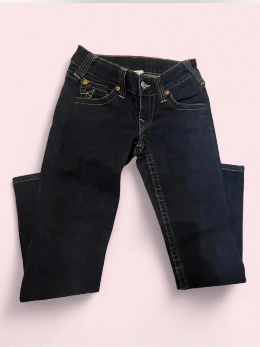True Religion Dark Blue Straight Leg Jeans with Signature Back Stitch in size 29 - Picture 6 of 8